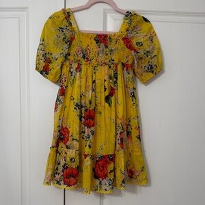 Zimmermann Yellow Floral Smocked Dress